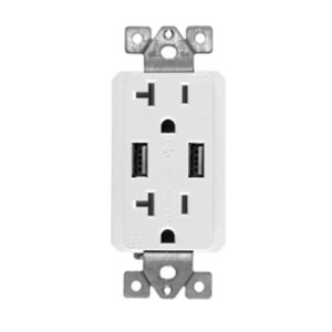 20A decorative tamper resistant receptacle with dual USB charger - 8307USB