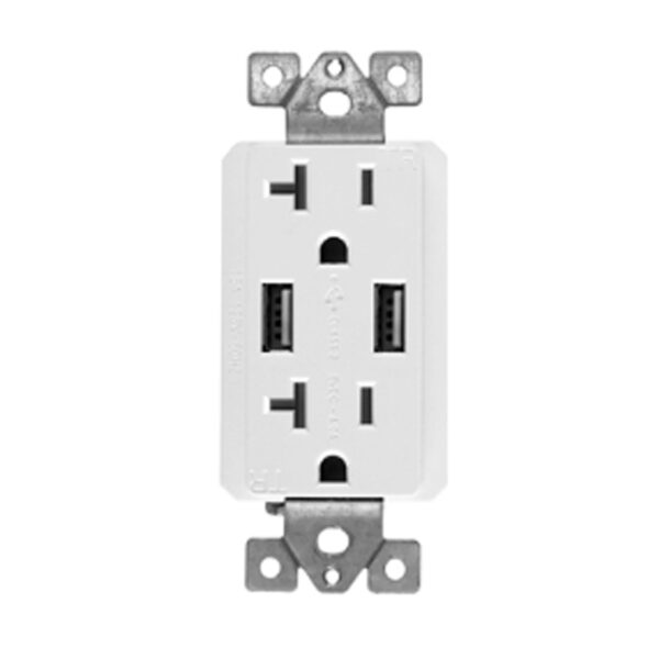 20A decorative tamper resistant receptacle with dual USB charger - 8307USB