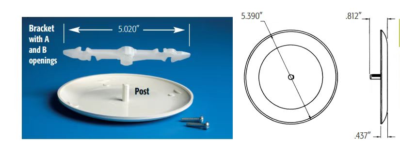 Plastic ceiling or wall box cover - CP-4 - dimensions