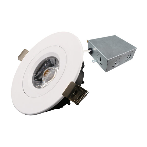 Available Finishes: White Black Description: Class 2 transformer in junction box is included Tilting gimbal light source for directional lighting No housing required — type IC, air tight & damp location rated Easy & Fast installation — install directly into ceiling with clips 2